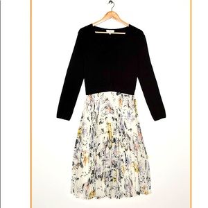 Knit and chiffon dress.